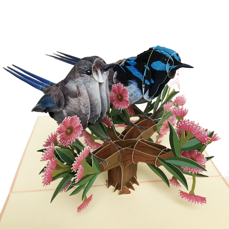 pop-up twee mussen op een tak kaart